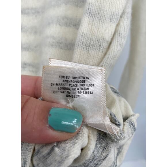 Moth Cowl Neck Pullover Gray Stripe Sheer Sleeve Sweater Size Medium - Picture 6 of 10